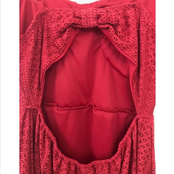 No Boundaries Size Medium 7/8 Red Spaghetti adjustable Strap Bra Cup Lace Dress - Picture 3 of 5